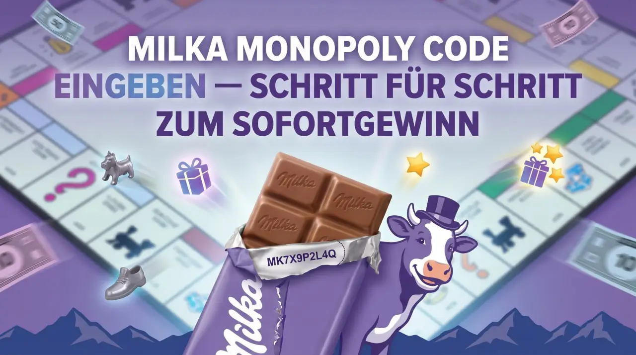 Milka Monopoly Code eingeben — Anleitung Schritt für Schritt und Hilfe bei Fehlern