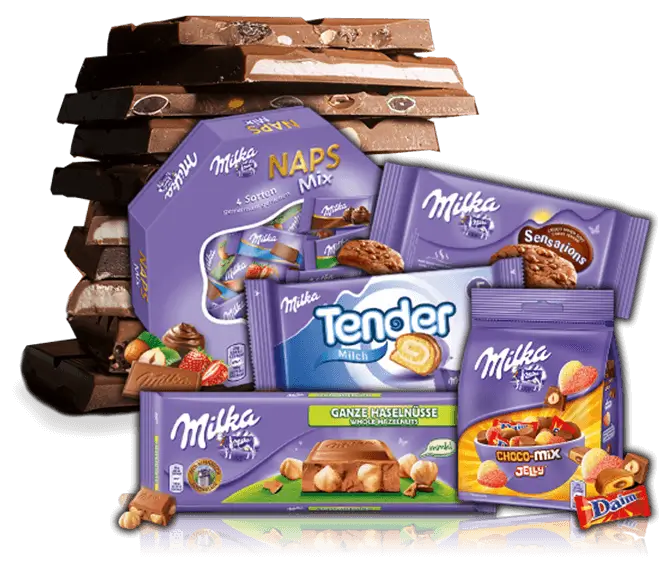 Milka-Probierpaket im Wert von rund 100 Euro mit Alpenmilch, Mmmax, Tender, Daim, Oreo und Naps Mix zur Milka Monopoly Aktion 2026